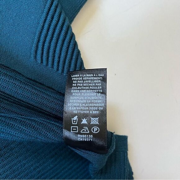 Lafayette 148 Ribbed Tunic Sweater In Empress Teal Small - Picture 7 of 8